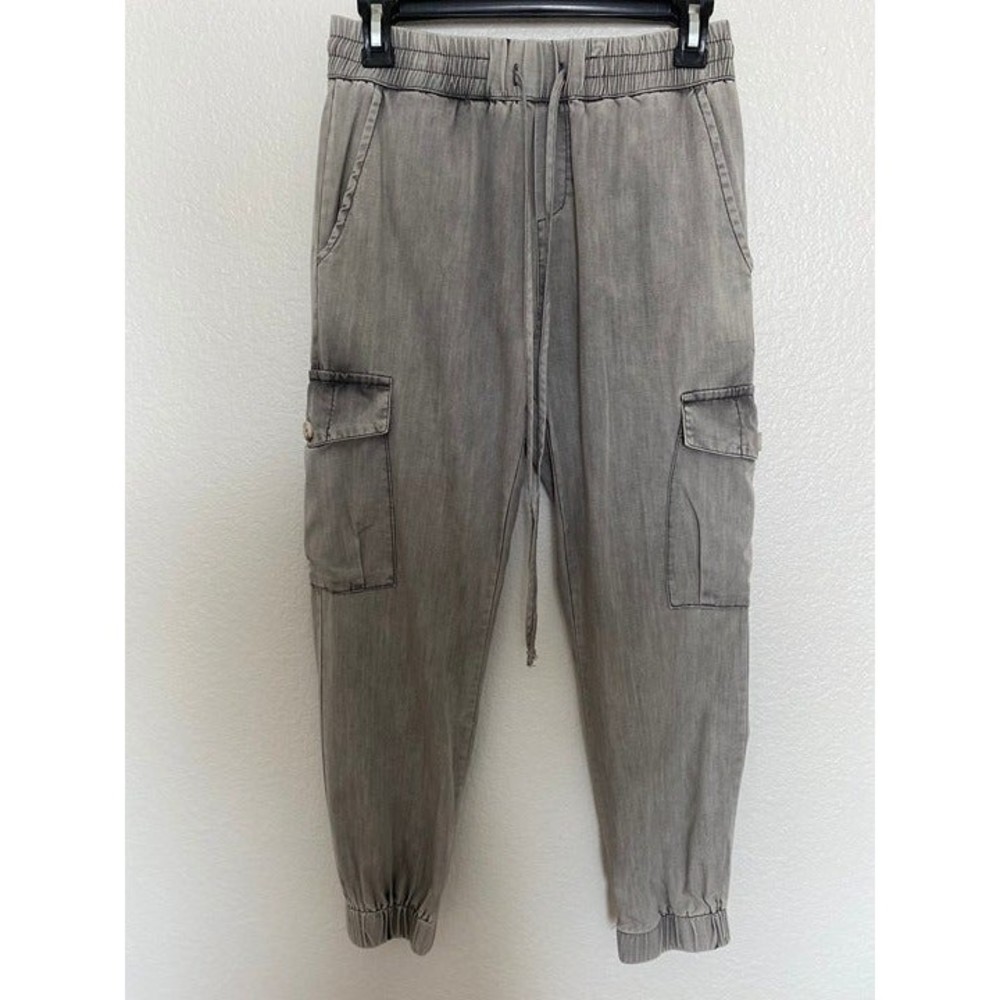 Woman's Dress Forum Las Angeles Capri Cargo washed look Drawstring Pants size S